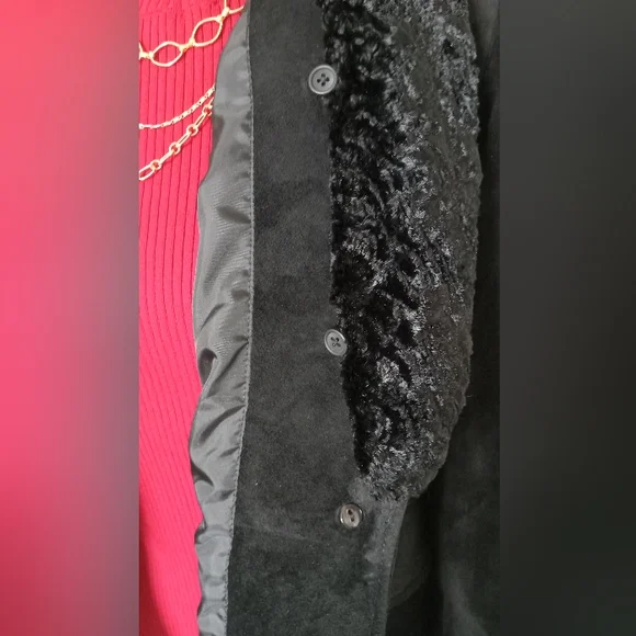 Valerie Steve's Blk Leather Suede Blazer Jacket size L - Picture 11 of 13